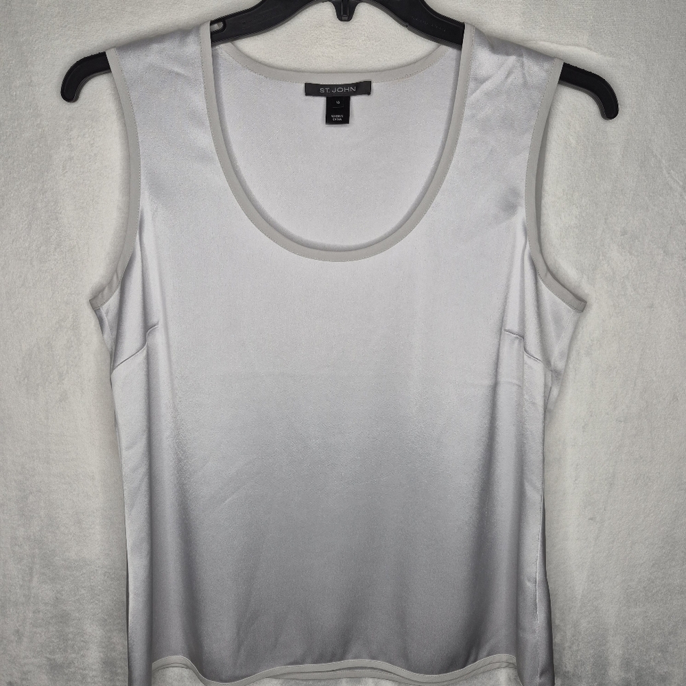 St. John Women's Light Gray Tank Top Size 10